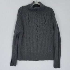 Michelle Smith Sweater Womens Medium Gray Stacey Cable Knit Cashmere Turtle Neck